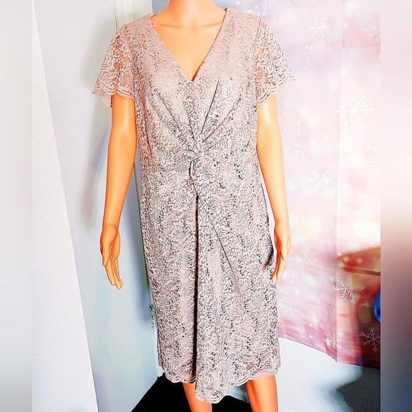 Scarlett Dresses & Skirts - SCARLETT TAUPE COLOR LACE & SEQUIN EVENING DRESS WOMEN'S SIZE 14W